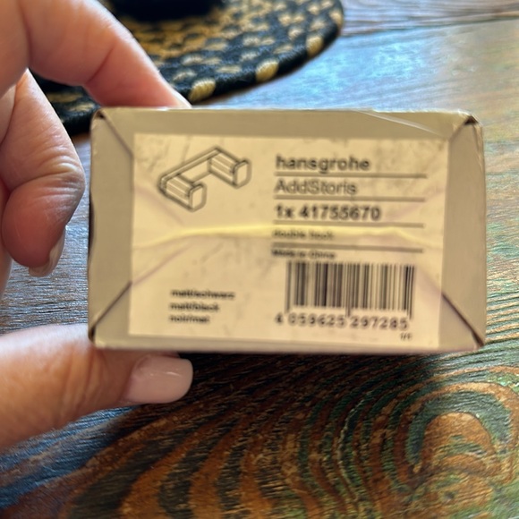 NWOT Matte Black Hansgrohe AddStoris Double Robe Hook - Picture 3 of 14